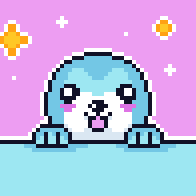 Comino the Seal Mascot with stars in eyes